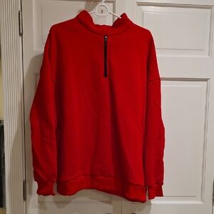 Red Half-Zip Women's Sweatshirt